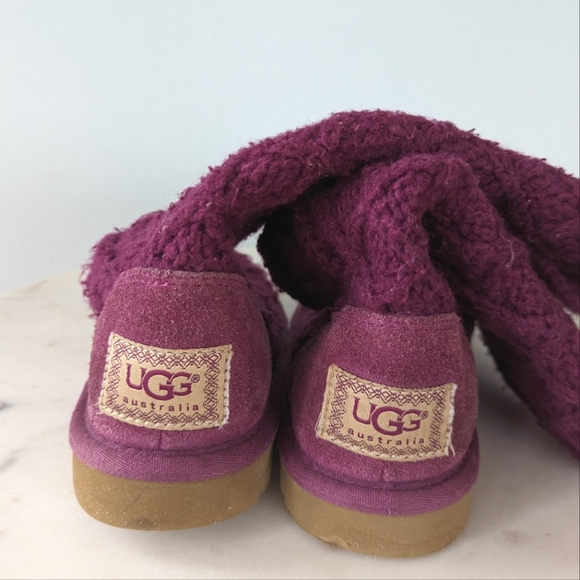 UGG Girls Purple Plum Lattice Cardy Knit Boots - Picture 9 of 14